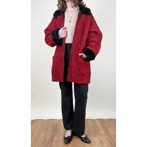 Vintage Danier Shearling Lined Suede Leather Coat Penny Lane Jacket Fall Winter